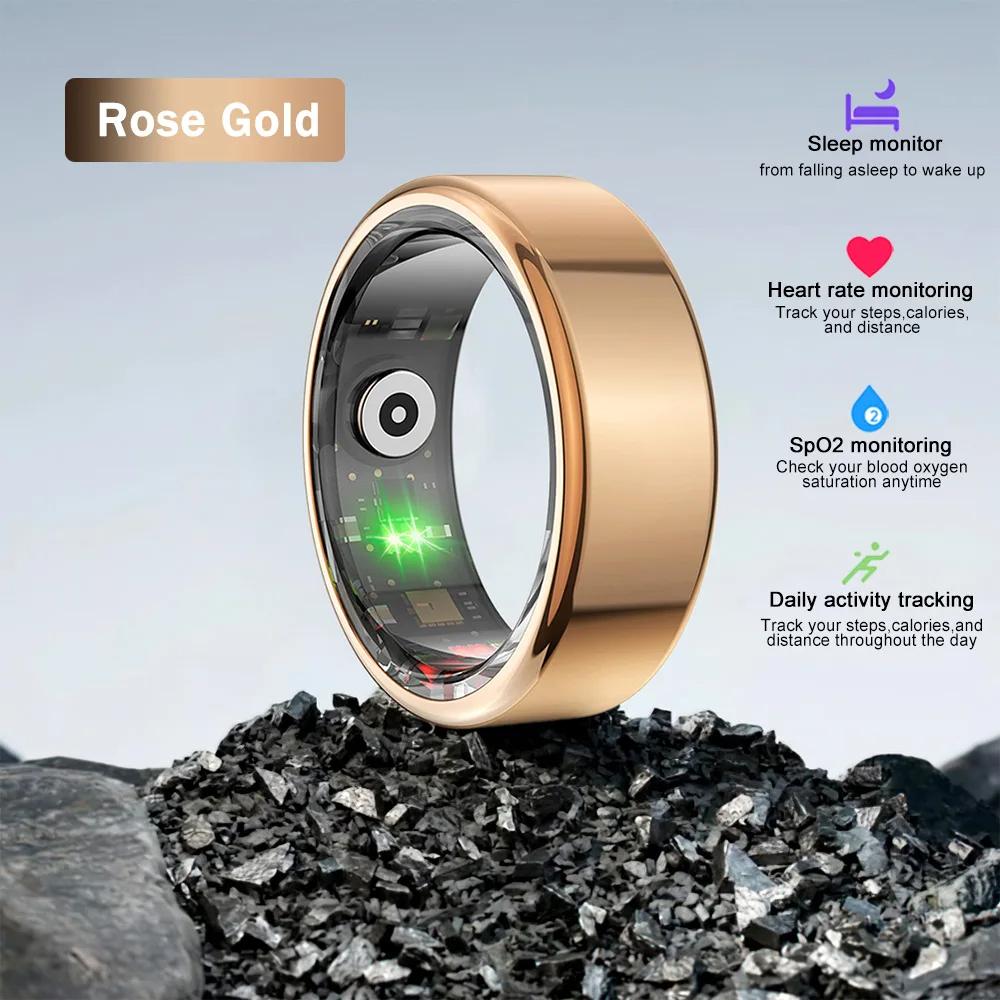 5ATM Wasserdichter Smart-Ring für Männer Frauen Gesundheitsüberwachung 100+ Sportmodi Fitness-Tracking Wasserdichter Sportring Smart 2024 Neu 11 rose gold