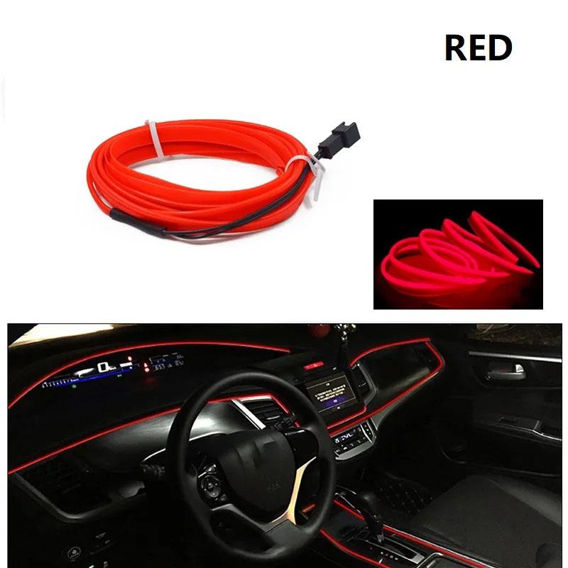 1M/2M/3M/4M/5M Auto-Innenbeleuchtung LED-Streifen Dekoration Girlande Drahtseil Schlauchleitung flexibles Neonlicht USB-Autosteckdosen-Laufwerk 5M USB Plug rot