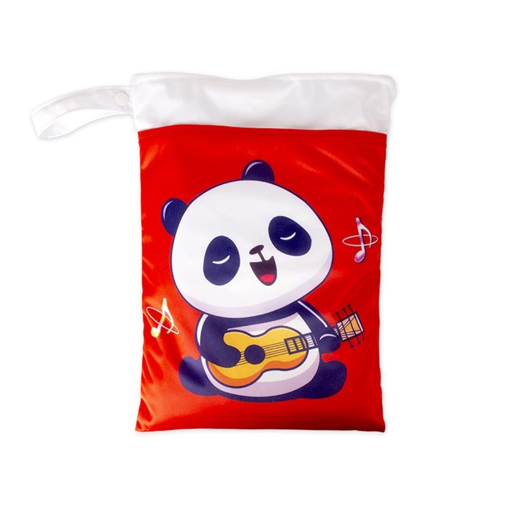 Süße Cartoon Nass-Trocken-Tasche mit Doppel-Tasche Wasserdichte Nass-Aufbewahrungstasche mit Reißverschlüssen Waschbare Windel-Nappy-Tasche für Reisen