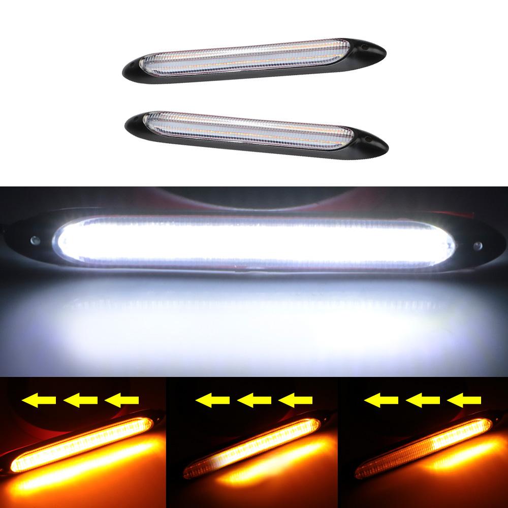 Wasserdichtes LED-Blinkerlicht Auto DRL Tagfahrlicht Auto Streamer Flow Day Light 2 Teile/satz Auto Scheinwerfer Sequentieller Streifen White to Yellow 15.5cm