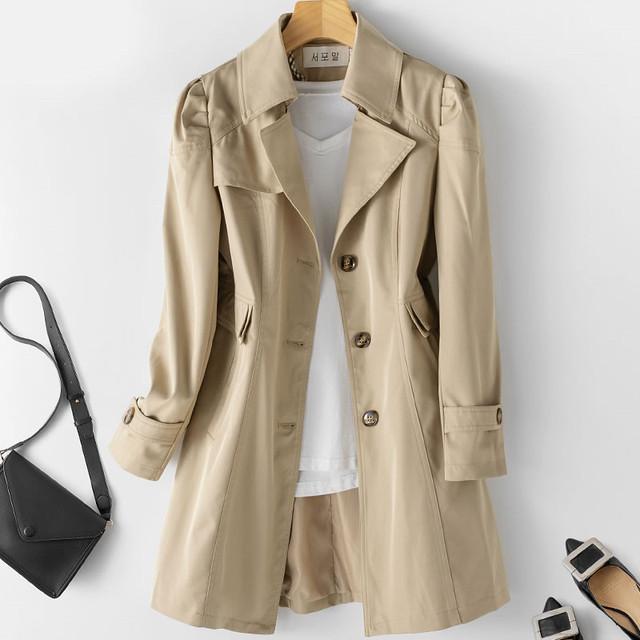 Frühling Herbst Graben Mantel Frau 2022 Neue Koreanische einreiher Mid-Lange Frauen Graben Mantel Mantel 5XL Khaki windjacke Weibliche L khaki