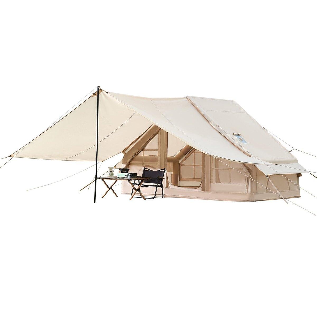Aufblasbares Zelt für Camping 3-5 Personen Glamping-Zelt mit Pumpe Überdachung