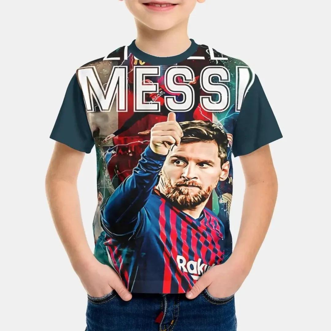Sommer Neu Fußballstar Nr. 10 Bedruckte Kinderkleidung Herrenkleidung Messi Kinder Jungen und Mädchen Kinder T-Shirt 110 beige