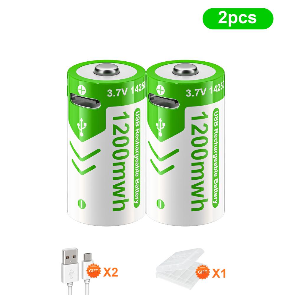 PALO 3,7 V 14250 300 mAh wiederaufladbarer Lithium-Akku, wiederaufladbarer USB-Sensor-Akku – rot/grüner Laserpointer-Akku, kostenloses Kabel
