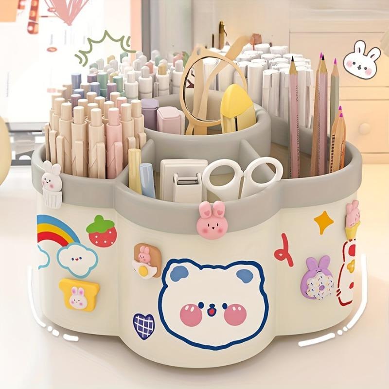 1 Pflaumenblütenförmiger Stifthalter Aufbewahrungsbox, Kosmetikaufbewahrungsbox, Kann Schreibwaren, Make-up-Pinsel, Lippenstift, Augenbrauenstift aufbewahren 1PC weiß