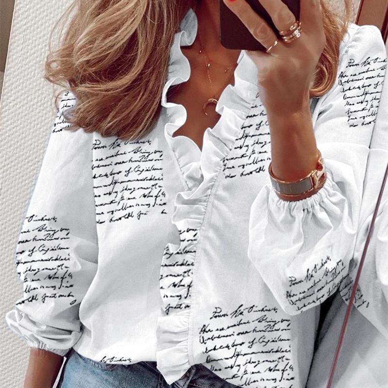 YYFS Damenmode, lässig, Sommer, Frühling, langärmelige Blusen und Hemden XXXL weiß/schwarz