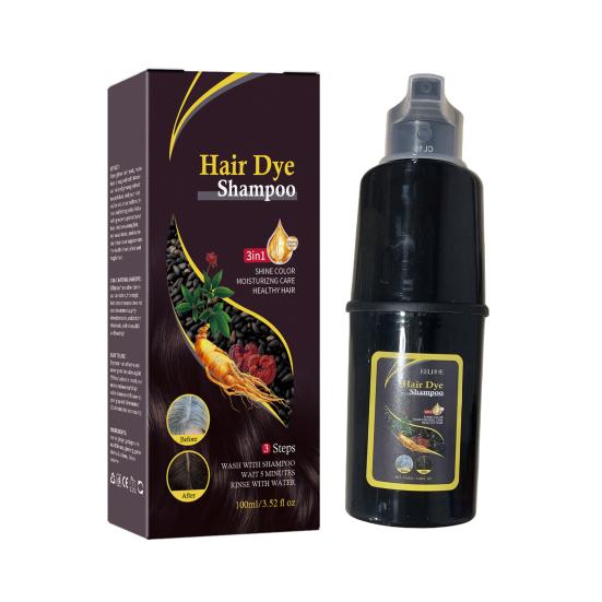 100 ml 3-in-1-Haarfarben-Shampoo ohne Ammoniak, pflanzliche Inhaltsstoffe, feuchtigkeitsspendend, schützendes Haar, schwarze Haarfarbe braun