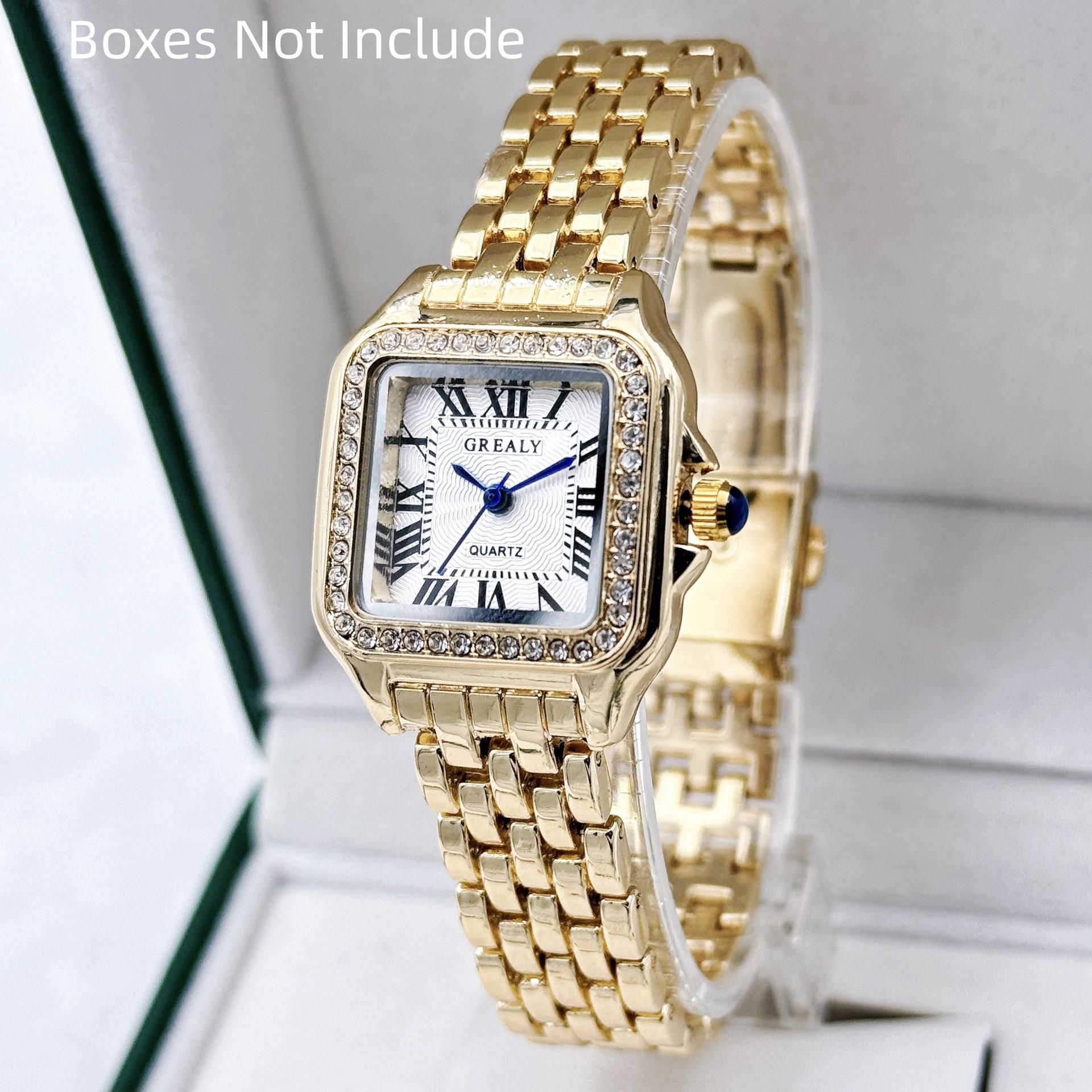 Neue Damen Armbanduhr Leichter Luxus Marke Business Gold Edelstahl Mode Damenuhr Quarz Armbanduhr beige