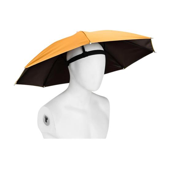 69CM UV-Schutz Regenschirm Hut Hände-Freies Sonnenschutz Regenschirm Hut mit Elastischem Stirnband Wasserdicht Kinder orange