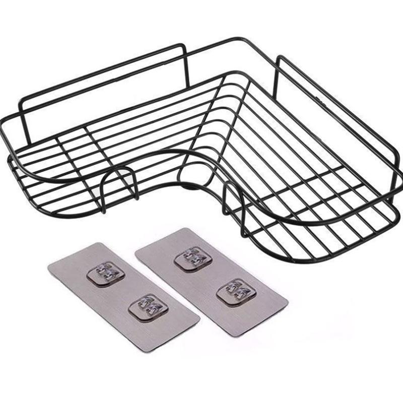 Badezimmer-Regal, Dusch-Organizer, dreieckiges Kosmetik-Aufbewahrungsregal, Küchen-WC 36x26x12cm schwarz