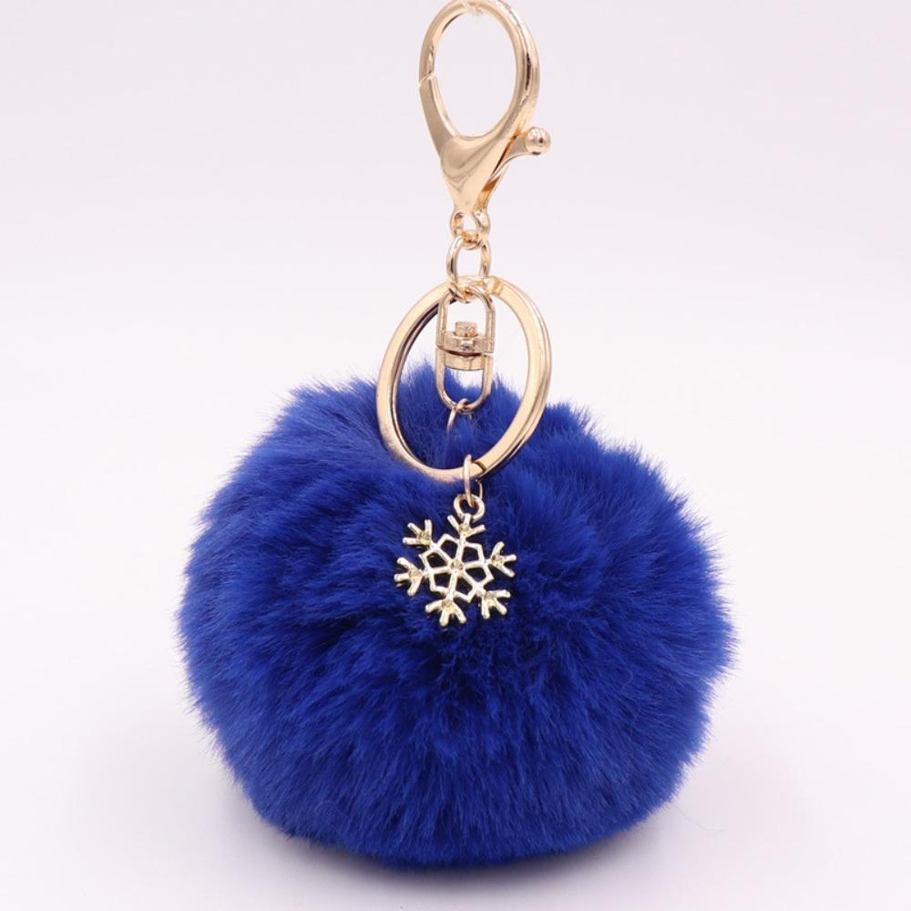 Schultaschen Flauschiger Fellball Schlüsselanhänger Schneeflocke 21 Farben Pompom Anhänger Tasche Anhänger Anhänger Plüschball Schlüsselring Damen Mädchen dunkelblaue