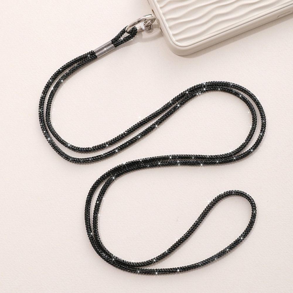 Kristall-Strass-Handy-Lanyard, Bling-Bling-Hängeschnur, Handy-Zubehör schwarz