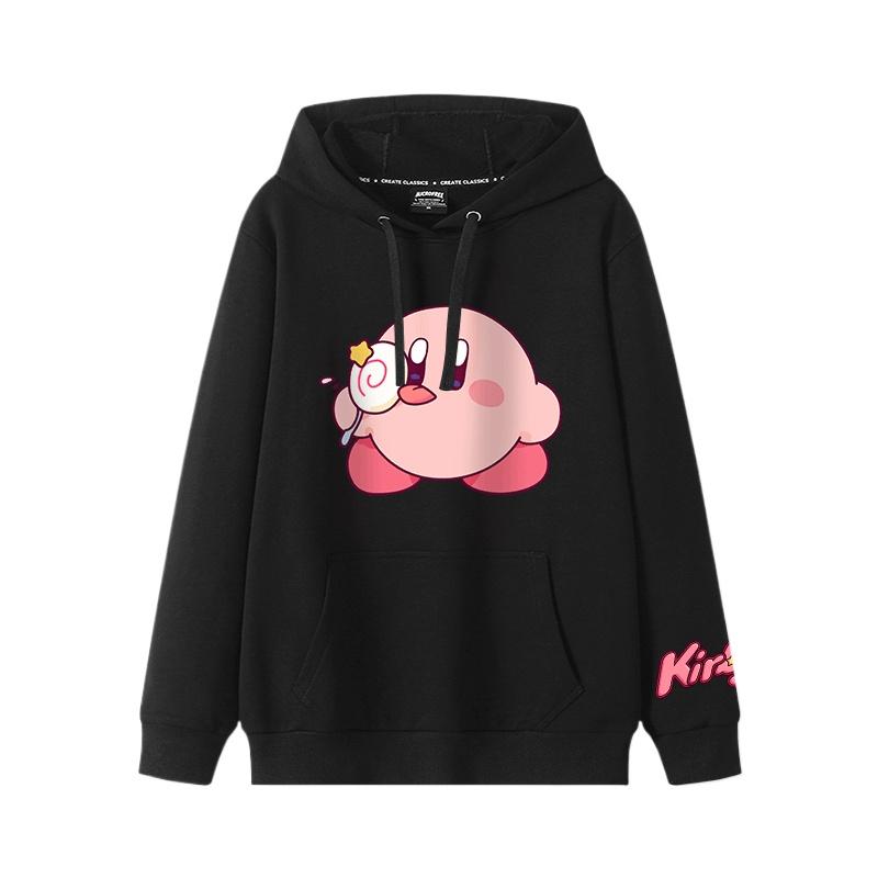 2025 Herbst und Winter Weich und niedlich Kirby Cartoon Anime Peripherie Jungen und Mädchen Hoodies neuer Stil Kinderbekleidung Hoodie 140 armee grüne