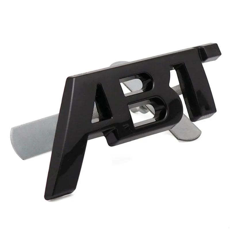 3D Metall ABT Logo Frontgrill Seitenkotflügel Abzeichen Kofferraum Emblem Autoaufkleber für Golf Passat Jetta Touareg Tiguan Polo A3 A4 A5 A6 Q3 Q5 Q7 TT 8.2cm x 3.2cm Front Grille Badge schwarz