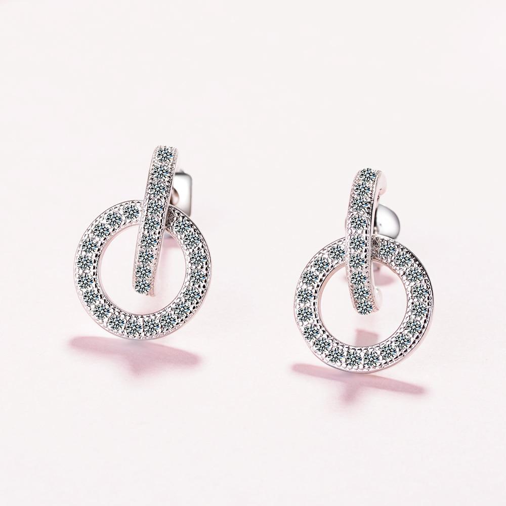 925 Sterling Silber Dazzling Cz Micro Zirkonia Kreis Ohrringe Für Frauen Silber 925 Ohrringe Ohrringe S-E562 gray