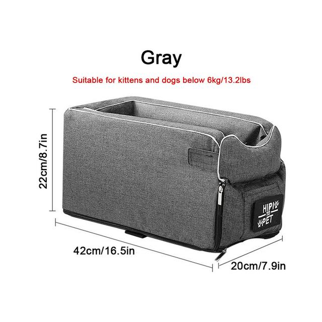 Hunde-Autositz, Sicherheitsauto, zentrales Katzen-Hundebett, tragbarer Hundeträger für kleine Hunde, Katzen, Outdoor-Reisen, Hunde-Auto-Reisezubehör 42x22x20 CM graue