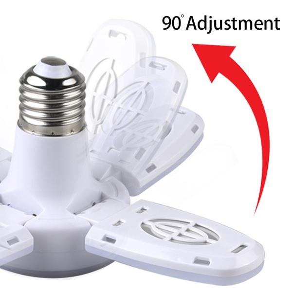 E27 LED-Lampe, Ventilatorflügel, Garagenlicht, verformbar, AC85–265 V, 28 W, faltbare Deckenleuchte, Werkstattlampe, LED-Glühbirne für Zuhause, Deckenleuchte weiß
