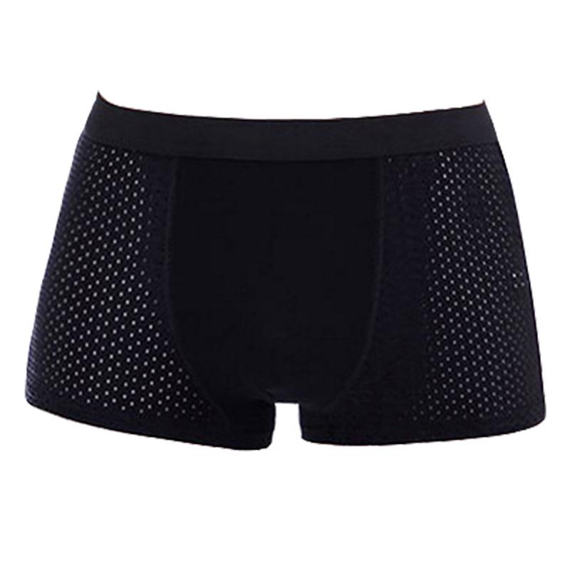 1/4 Stück Herren Unterwäsche Slips Herren Bambus Boxer Briefs Unterhosen Unterwäsche Boxershorts Atmungsaktiv Hombre Loch Sexy Shorts Lingerie Netz Slips 3XL schwarz