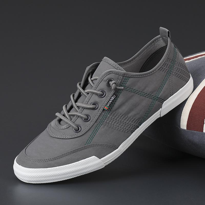 Herren Canvas Schuhe Atmungsaktive Leichte Schuhe Männliche Schuhe Lässige Sneaker Slipper Slip-on Schuhe 39 grau
