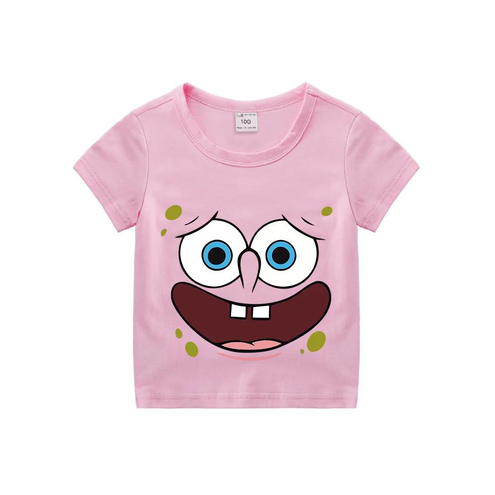 SpongeBobs Schwammkopf Kinder Kleidung Anime Sommer Kurzarm Niedlich Patrick Star Kleidung Baumwolle T-shirt Cartoon Kinder Tops 140