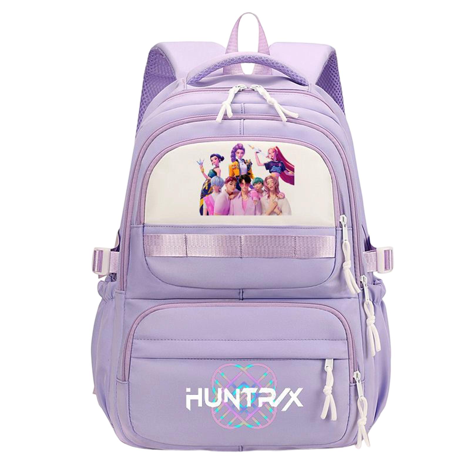 HUNTRIX Rucksack Schüler Schultasche Anime Stil Doppelschultertasche Buchstabenmuster Große Kapazität Strapazierfähiges Material Leichtes Design One Size