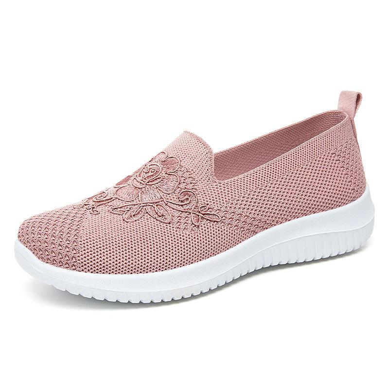 Sommer Mesh Strick Sneakers Frauen Atmungsaktive 2024 Schuhe Rutschfeste Damen Casual Krankenschwester Büro Schuhe Ballerinas 36 rosa