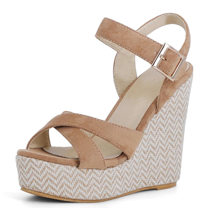 Damen Keilsandalen Plateau Sommerschuhe Modeabsätze Gladiatorensandale Freizeit Partyschuhe Damen Flip Flops Große Größe 44 48 khaki