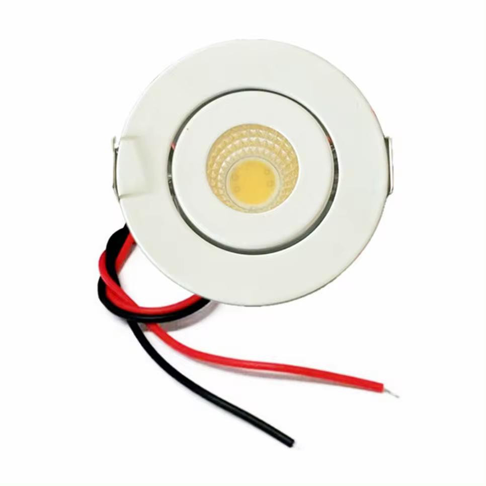 12V COB LED Einbaustrahler Mini Deckenleuchte 3W Einstellbar Treiberfrei Einbaustrahler Vitrine Schrank Einbauleuchte Weißes Gehäuse White Shell warm weiße