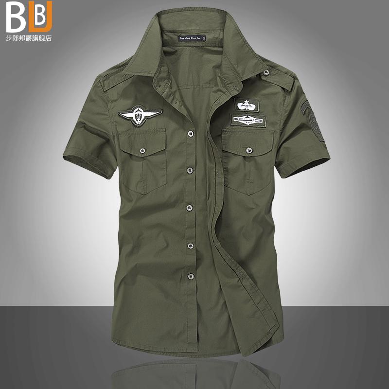 Herrenmode Airforce Uniform Kurzarmhemd S grün