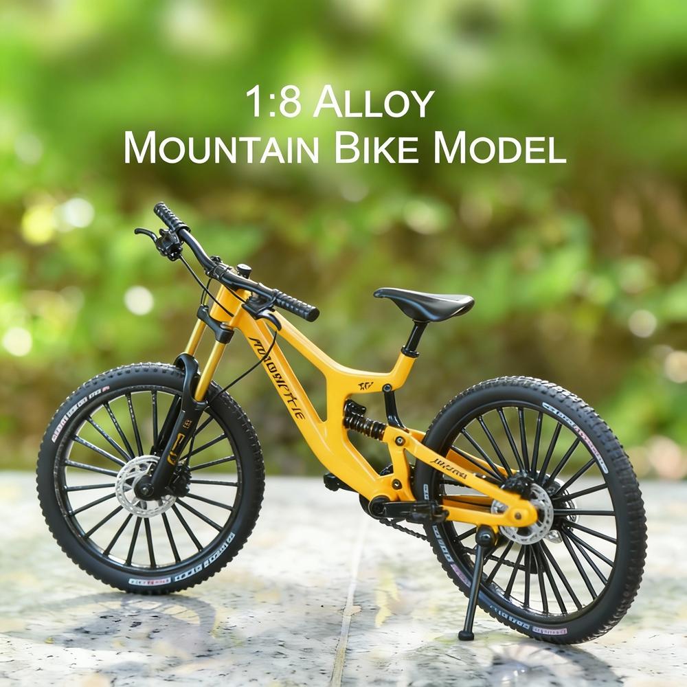 1:Maßstab 8 Legierung Mountainbike Modell Realistisches Gangschaltungsspielzeug mit Vorder- und Hinterradfederung Weihnachtsgeschenke für Fahrradfans gelb