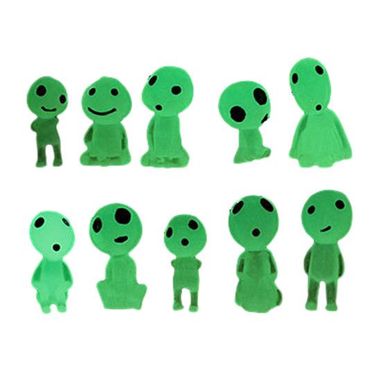 10 Stück Mini Resin Alien Figuren Feengarten Winzige Alien Accessoires Kleine Leuchtende im Dunkeln Alien Deko für Mikrolandschaft Außen Terrasse Rasen Hof 10pcs grün