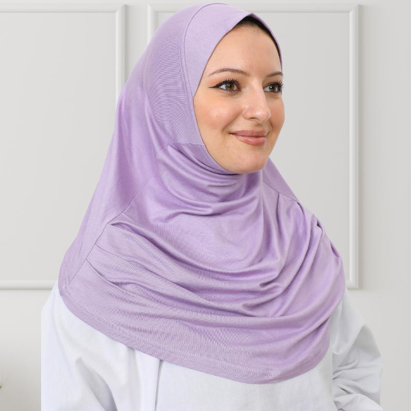 Schlichter, gebrauchsfertiger Hijab für Frauen, muslimische Instant-Turbane, weicher Jersey-Schal, islamische Kleidung, lange Hijabs, Abaya lila