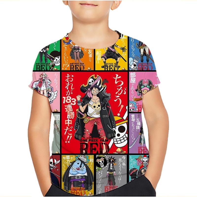 One Piece Luffy T-Shirt Four Emperors Kurzarm Zoro Sanji Chopper Ace Law Tee Kinderkleidung Modekostüme für Kinder Top 150 gelb