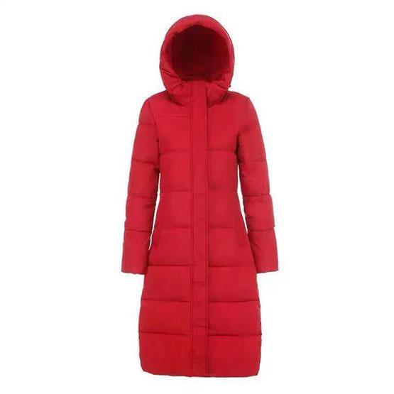 WTEMPO M-4XL Damen Winter Warme Jacken Weibliche Einfarbige Daunenparka Mäntel Baumwolle Lange Wattierte Jacken XXXXL rot