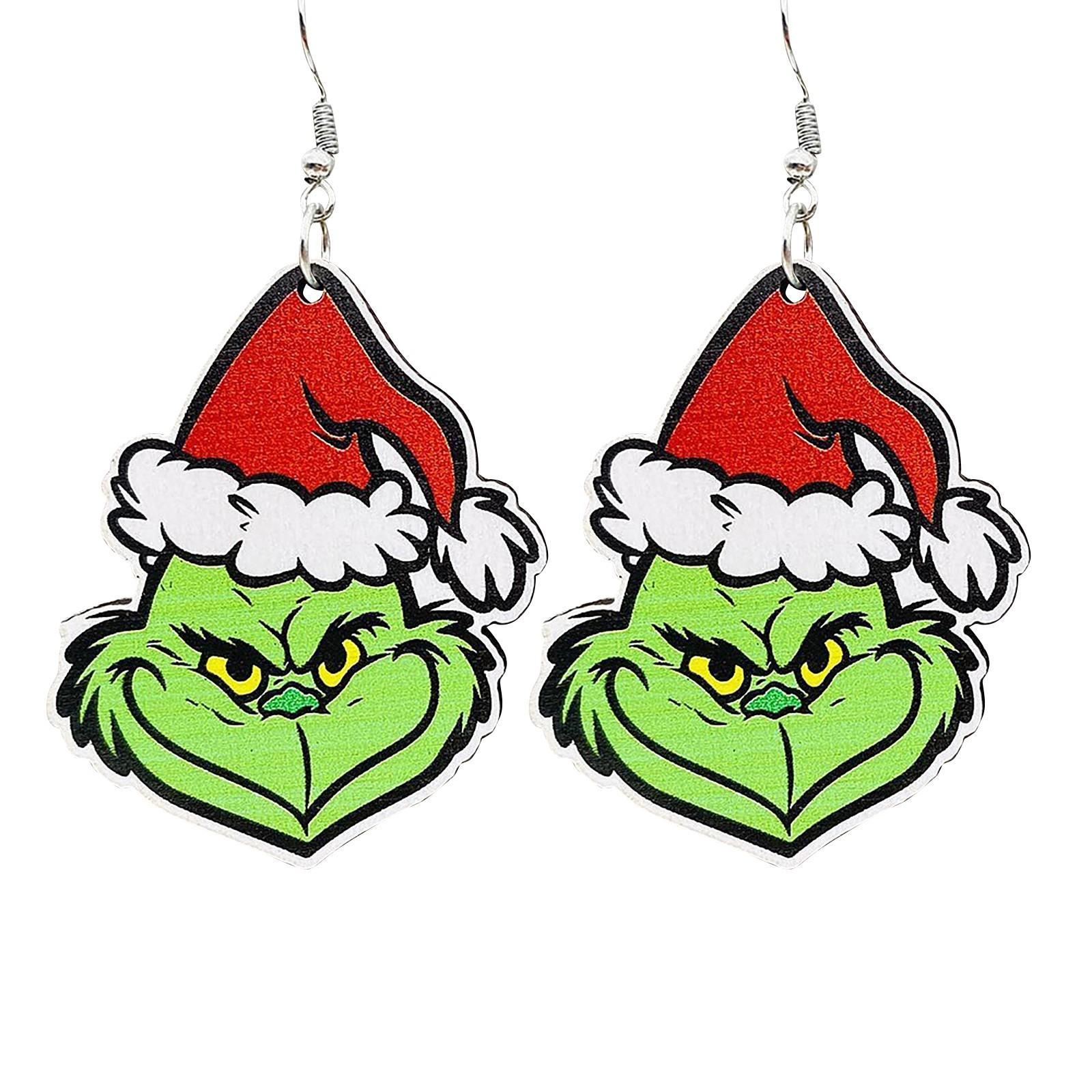 Weihnachten Holz Ohrringe grüne Haare Weihnachtsgeschenk hängende Holz Ohrringe Ohrringe One Size