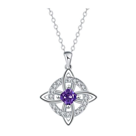 Keltischer Knoten Halskette Hexenknoten Geburtsstein Halskette Funkelnde Keltische Symbol Halskette Wicca Spiritueller Schmuck Geschenk für Frauen Mutter Ehefrau Freundin February