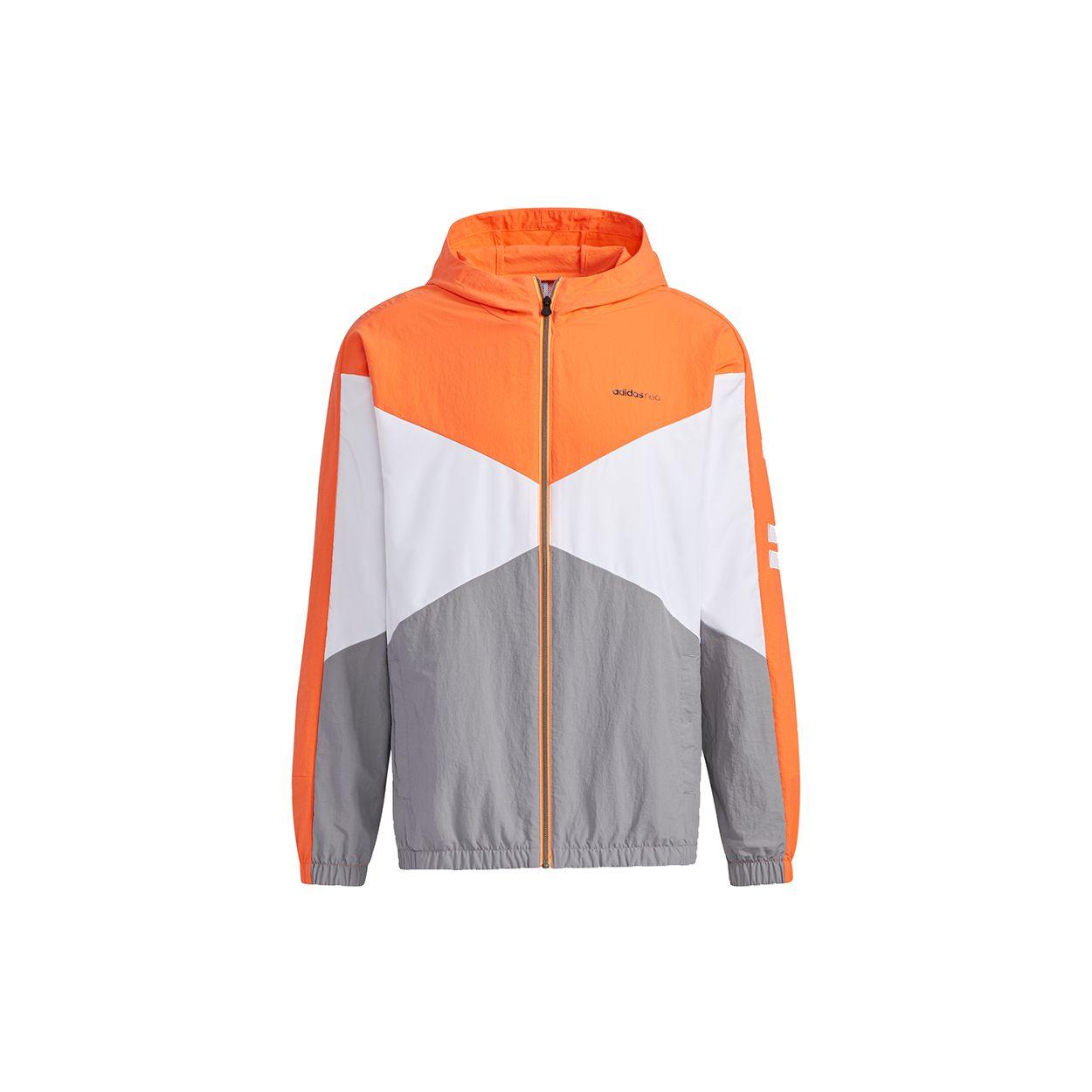 Adidas Neo Herren Colorblock Kapuzenjacke mit gesticktem Logo Herrenjacke Orange GP5701 XXXL