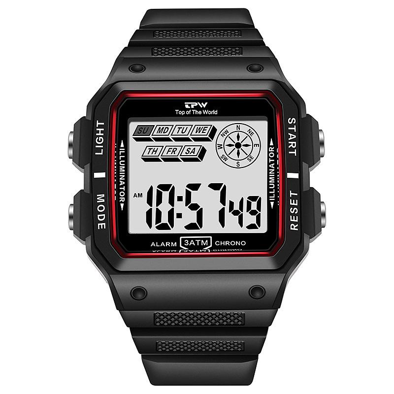 Marke Outdoor Sport Uhr Männer Multifunktions Uhren Alarm Mann der Uhr Chronograph 5Bar Wasserdichte Digital Uhr rot