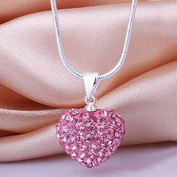 Orion Damen-Halskette mit Vogue-Kristallsteinen, Liebesherz-Anhänger, Halskette, Schmuck One Size rosa