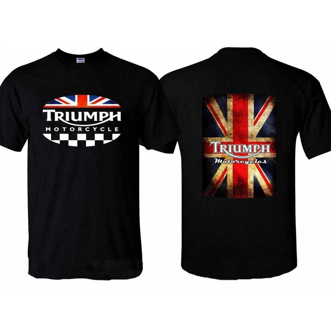 Triumph Rac T-Shirt Triumph Motorsports T-Shirt 2-seitig Oversized Y2k Herren Baumwolle Lässig Kurzarm Outfit Bequeme Sportkleidung XL