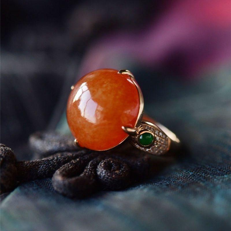 Inspiriert von Eisrot Natürlicher Chalcedon Eingelegte Runde Verlobungsringe Für Frauen Eleganter Und Geeigneter Tägliche Schmuck Tragen resizable red