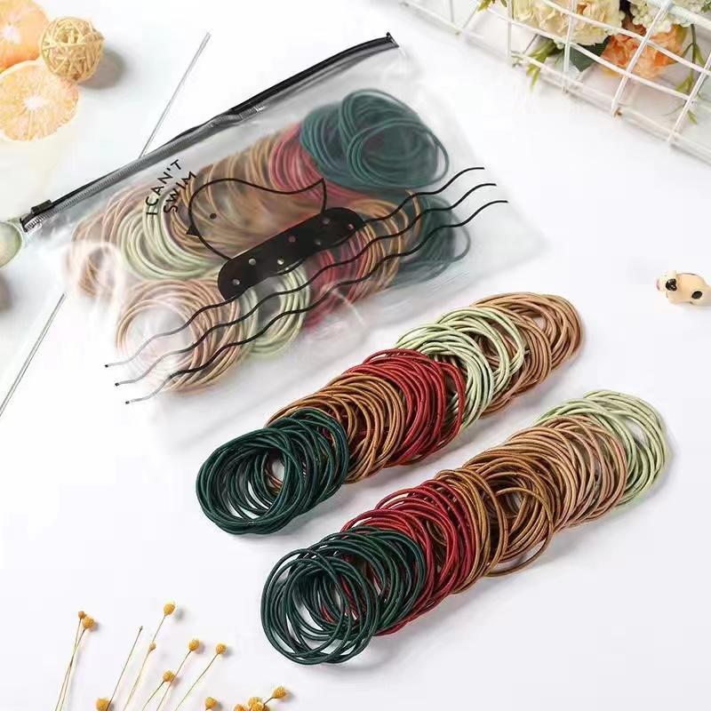 Neu 100 PCS/Set Frauen 5 CM Grundlegende Nylon Elastische Haar Bands Pferdeschwanz Haar Scrunchie Gummibänder Stirnband Haar Zubehör Headwear Morandi bunt