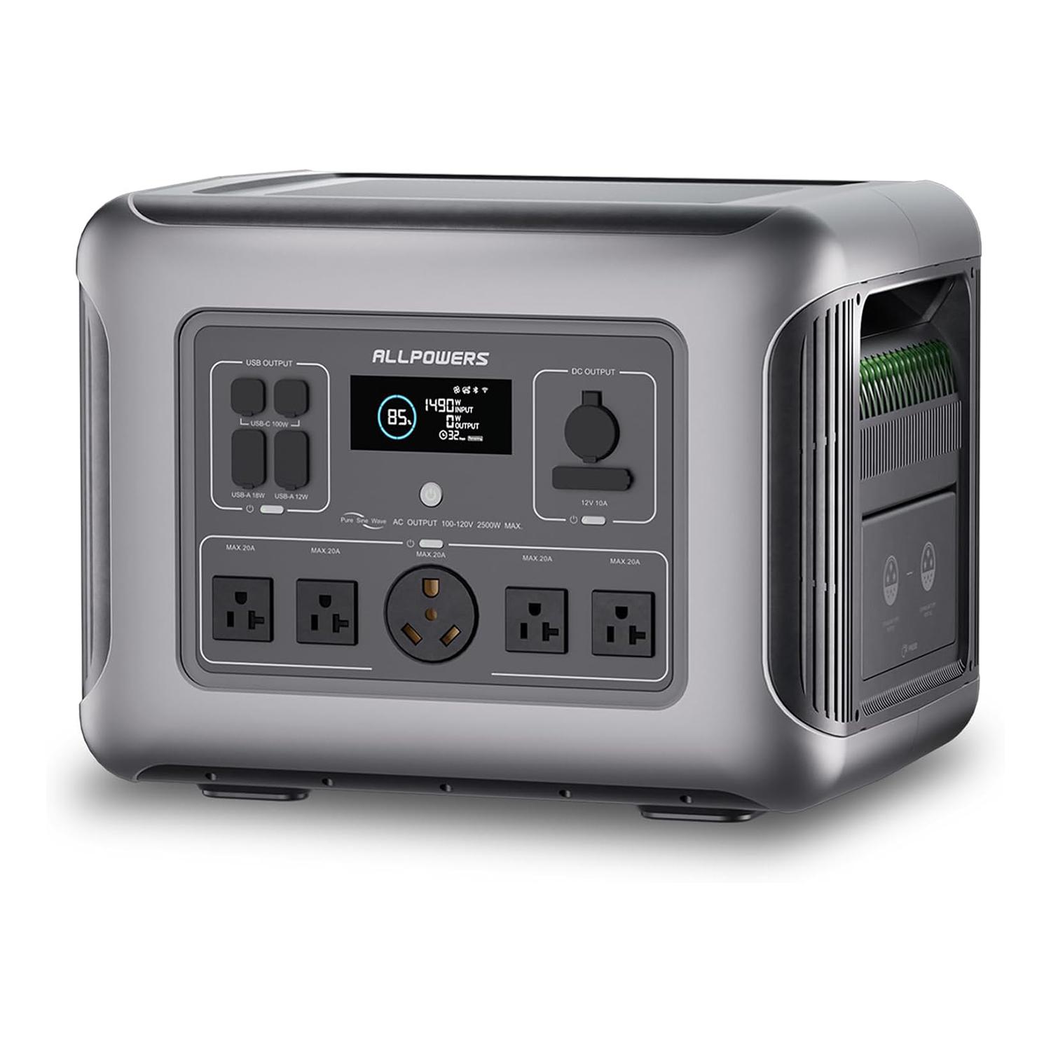 ALLPOWERS R2500 V2 Tragbare Powerstation 1920Wh, LFP-Akku mit 4500+ Zyklen, Solargenerator mit 4x 2500W AC-Ausgängen
