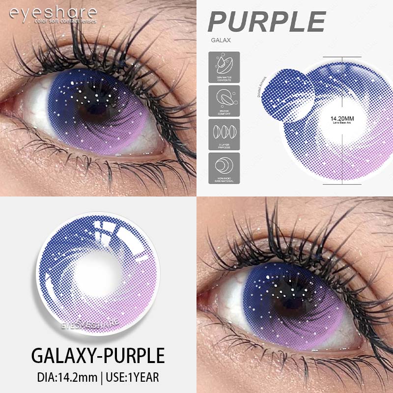 EYESHARE Farbige Kontaktlinsen 2 Stück Blaue Brillengläser Eisgraue Kontaktlinsen Hellblaue Linsen Lila Brillengläser