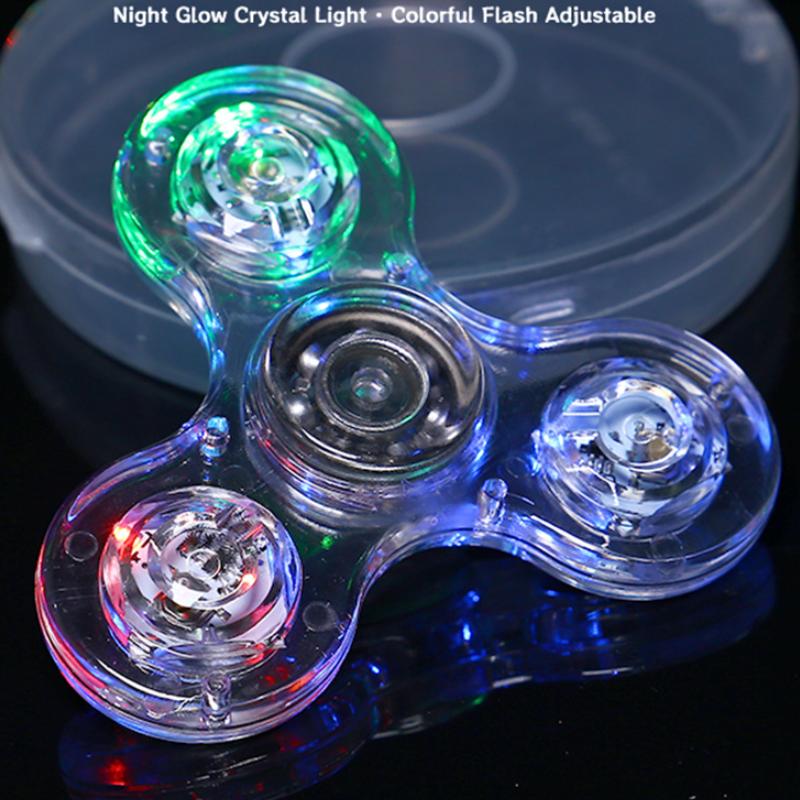 Leuchtet im Dunkeln Transparent Lustige Stressabbau Spielzeuge Kristall Leuchtende LED Licht Spinner Handkreisel Fidget Spielzeug