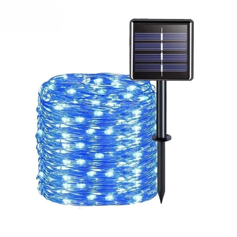 7/22/32m LED Solar Lichterkette Outdoor Garten Lichterkette 300 LEDs Wasserdichte Lampe für Weihnachtsfeier Dekor blue(22m 200led)