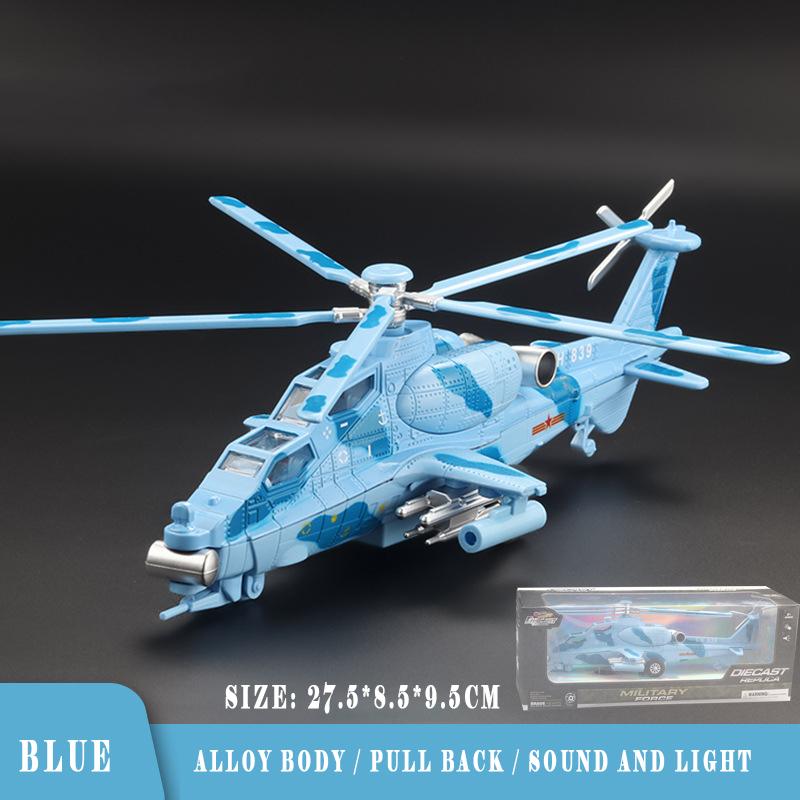 Z-10 Simulierter Hubschrauber aus Legierung LH839 Flugzeugmodell Druckgussspielzeug für Kinder, 10 Jahre altes Kinderspielzeug Size:27.5*8.5*9.5cm blau