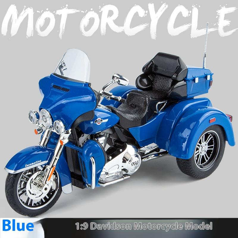 1:9 Harley Davidson TRI GLIDE ULTRA Luxus Dreirad Legierung Druckguss Modell Motorrad Sound & Licht Weihnachtsgeschenke für Freund blau