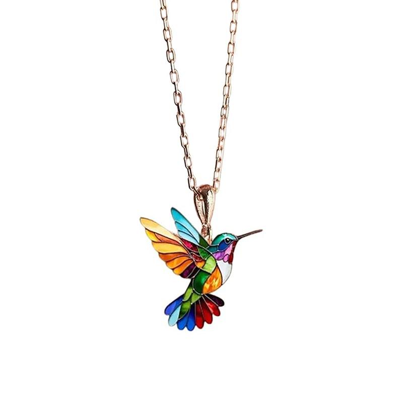 Kolibri Halskette Schmuck für Frauen Exquisite Jubiläumsgeschenke für geliebte Menschen Halskette Legierung Bunt goldgelb