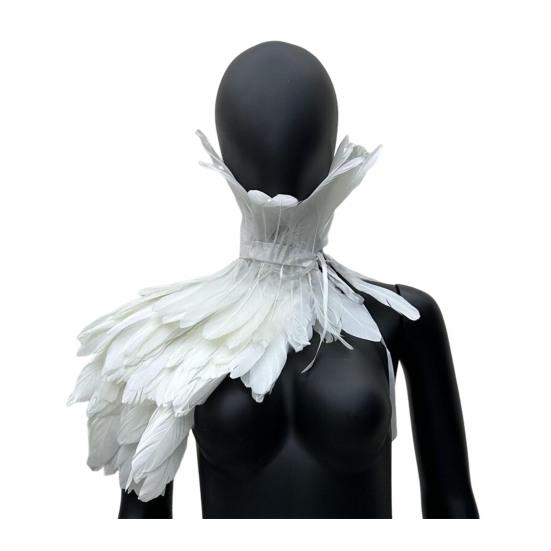Gothic Stil Schal Pfau Kostüm Damen Schal Spitze Feder Schal Vintage Gothic weiß